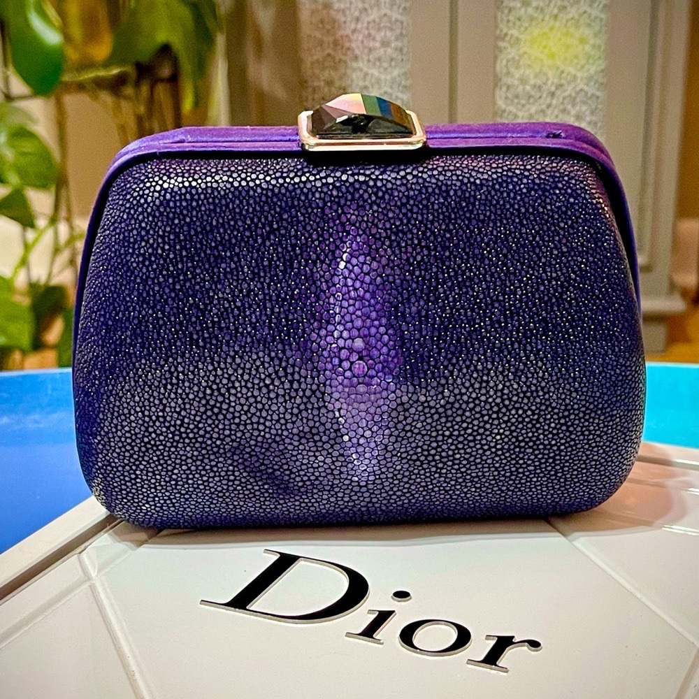 Dior Indigo Purple Stingray Clutch Bag